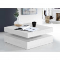 Table basse plateau rotatif - Carré  Blanc brillant - 78 x 78 x 36 cm