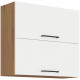 ROCK - Meuble haut - Mélaminé chene Lancelot et Blanc brillant - 80 cm - 2 portes basculantes