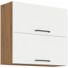 ROCK - Meuble haut - Mélaminé chene Lancelot et Blanc brillant - 80 cm - 2 portes basculantes