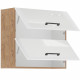 ROCK - Meuble haut - Mélaminé chene Lancelot et Blanc brillant - 80 cm - 2 portes basculantes