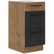 ROCK - Meuble casserolier - 3 tiroirs - 40 cm - Chene Lancelot et gris matera - CUISINIER