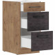 ROCK - Meuble casserolier - 3 tiroirs - 40 cm - Chene Lancelot et gris matera - CUISINIER