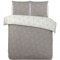 Parure Housse de couette - VISION - Hugo - Parure réversible - 240 x 220 cm - 2 taies assorties 65 x 65 cm - Beige - 100% coton