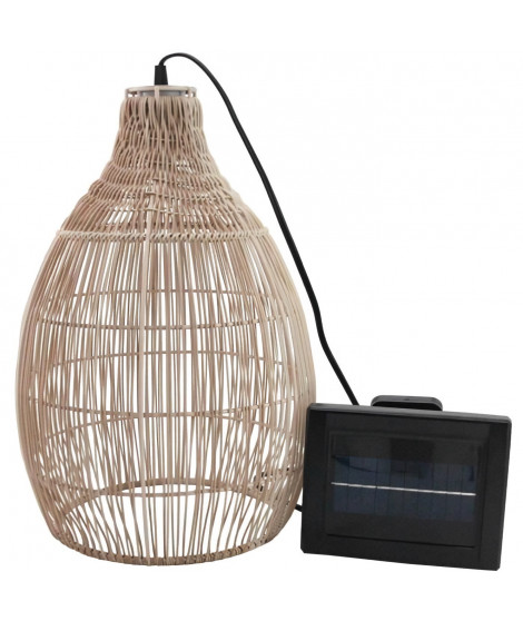 Suspension solaire - LUMISKY - HOLIDAY - H42 cm - Boheme naturel style vannerie tressée - LED blanc chaud