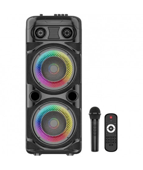Enceinte Karaoké lumineuse - INOVALLEY - KA123-XXL - Bluetooth V5.0 - 75 cm - 900 W - Noir