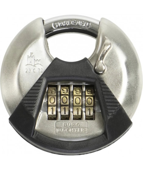 Cadenas cylindrique - BURG WACHTER - 23 C 70 SB - Acier inoxydable 70 mm, ouverture a code