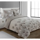 VISION - Parure de lit  réversible GINKO  - 100%Coton - 1 housse de couette 200x200cm + 2 taies d'oreiller 65x65cm - Beige