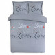 VISION - Parure de lit Love - 100% coton - 1 housse de couette 200 x 200 cm + 2 taies d'oreiller 65 x 65 cm - Gris