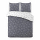 VISION - Parure de lit  HUGO gris réversible - 100%Coton - 1 housse de couette 200x200cm + 2 taies 65x65cm - Gris-blanc