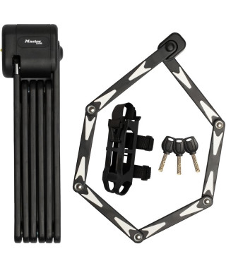 Antivol Vélo Pliable - MASTER LOCK - 8333EURDPRO - Acier Trempé, 3 Clés, Certifié, Support Inclus