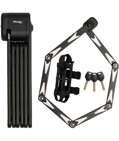 Antivol Vélo Pliable - MASTER LOCK - 8333EURDPRO - Acier Trempé, 3 Clés, Certifié, Support Inclus