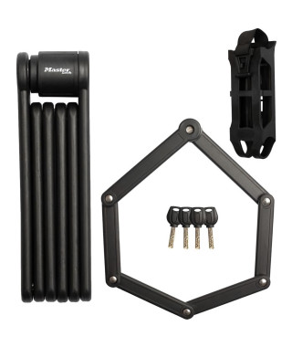 Antivol Vélo Pliable - MASTER LOCK - 8335EURDPRO - Acier Trempé, 4 Clés, Support Inclus