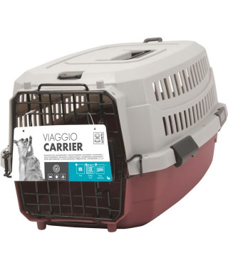 M-PETS Caisse de transport Viaggio Carrier S - 58,4x38,7x33cm - Bordeaux et gris - Pour chien et chat