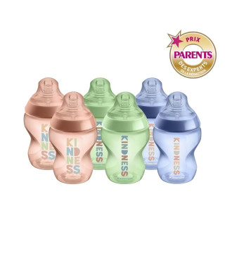 TOMMEE TIPPEE - Lot de 6 biberons Closer to Nature - 260ml - Multicolore
