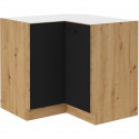 Meuble bas d'angle - MODENA - 89 x 89 cm - Chene artisan et noir mat - CUISINIER