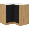 Meuble bas d'angle - MODENA - 89 x 89 cm - Chene artisan et noir mat - CUISINIER