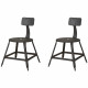 LOFT Lot de 2 chaises de salle a manger métal noir - Industriel - L 41 x P 41 cm