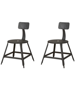 LOFT Lot de 2 chaises de salle a manger métal noir - Industriel - L 41 x P 41 cm