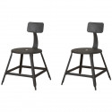 LOFT Lot de 2 chaises de salle a manger métal noir - Industriel - L 41 x P 41 cm