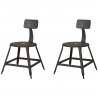 LOFT Lot de 2 chaises de salle a manger métal noir - Industriel - L 41 x P 41 cm