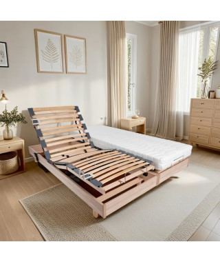 Ensemble relaxation matelas + sommiers électriques 2x90x200 - Mousse - Ferme - TALCA Fabrication française
