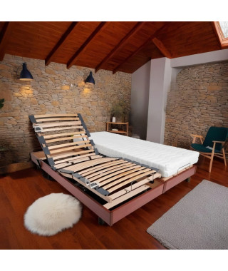 Ensemble relaxation matelas + sommiers électriques 2x90x200 - Mousse - Ferme - TALCA Fabrication française