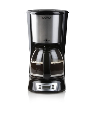 Cafetiere Filtre - DOMO - DO708K - 1000 W - 1,5 L - 12 tasses - Ecran LCD - Minuteur 24 h - Noir et acier inoxydable