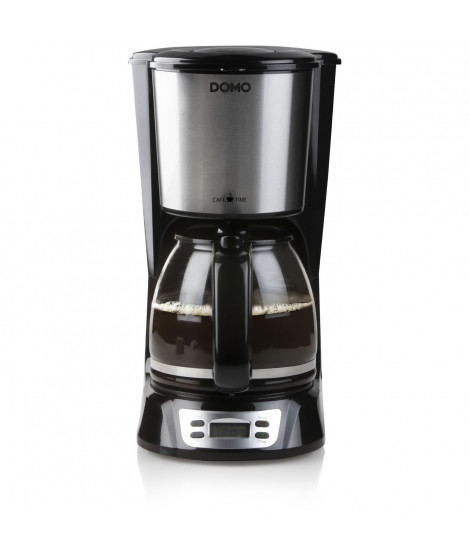 Cafetiere Filtre - DOMO - DO708K - 1000 W - 1,5 L - 12 tasses - Ecran LCD - Minuteur 24 h - Noir et acier inoxydable