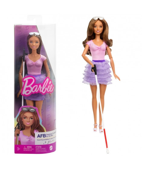 BARBIE Poupée fashionista non voyante jupe violette HRH17