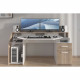 Bureau Silver avec LED - Décor chene et  mélamine blanc brillant - L 178 x P 88 x H 68 cm - PARISOT