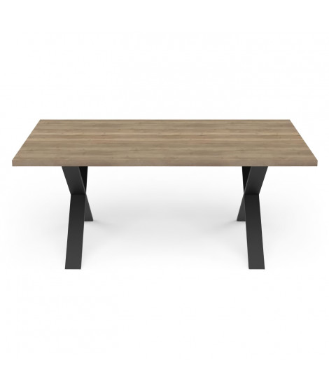 Table - STOUT - Rectangulaire - Décor mélamine halifax - Pied en X noir mat - 6 places - 180 x 90 cm - DEMEYERE