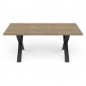 Table - STOUT - Rectangulaire - Décor mélamine halifax - Pied en X noir mat - 6 places - 180 x 90 cm - DEMEYERE
