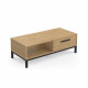 Table basse 1 tiroir / 1 niche - CRAFT - Rectangulaire - Chene Hamilton / Noir - 110,4 x 50 x 36,9 cm - DEMEYRE