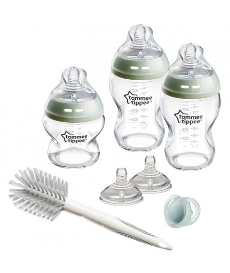 Coffret biberons - TOMMEE TIPPEE - NATURAL START - En verre - Biberons anti-colique 150 ml / 250 ml - Tétines a débit moyen