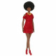 Barbie-Fashionistas 221-Poupée avec cheveux noirs et robe rouge HRH18