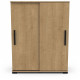 Meuble de rangement - Entrée - 2 portes coulissantes - Chene hamilton - 101 x 35 x 101 cm - IZZY - DEMEYERE