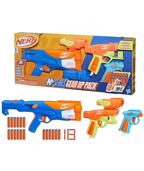 NERF Pack 3 blasters N Series Gear Up, pistolet a fléchettes, 18 fléchettes Nerf N1 compatibles uniquement avec les blasters …