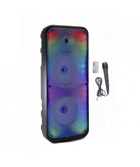 Enceinte Karaoké lumineuse - INOVALLEY - KA25-FIRE - Bluetooth V5.0 - 64 cm - 850 W - Noir