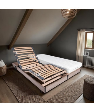 Ensemble relaxation matelas + sommiers électriques 2x70x190 - Mousse - Ferme - TALCA Fabrication française