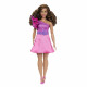 Barbie-Barbie Fashionistas 225-Poupée ronde cheveux bruns et robe rose HRH22