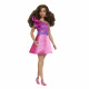 Barbie-Barbie Fashionistas 225-Poupée ronde cheveux bruns et robe rose HRH22