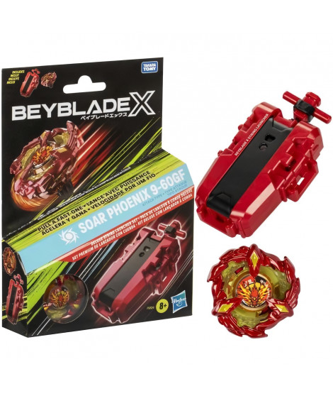 Beyblade X, pack toupie Soar Phoenix 9-60GF avec lanceur a corde deluxe