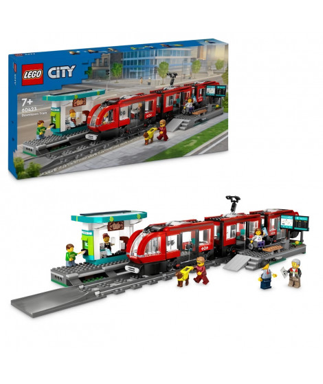 LEGO City 60423 Le tramway et la station du centre-ville, véhicule pour enfants des 7 ans