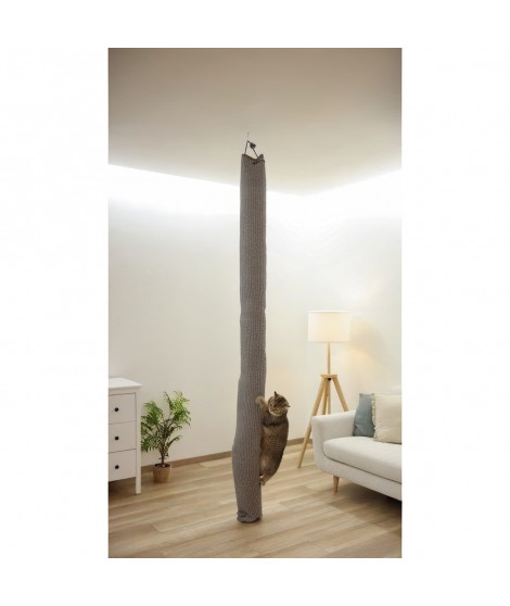 Sac d'escalade pour chats - KERBL - CLIMBER - 16 x 16 x 240 cm - Fixation plafond - Gris