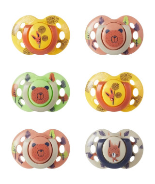 Sucettes - TOMMEE TIPPEE - FUN - 6-18 mois - Lot de 6 - Forme Orthodontique Symétrique - Silicone sans BPA