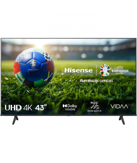 TV LED - HISENSE - 43A6N - 43'' (108 cm) - 4K UHD 3840x2160 - 60Hz - HDR 10+ - Smart TV - 3 x HDMI