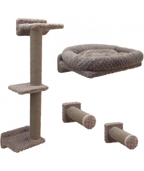 Mur d'escalade pour chats - KERBL - MONTE ALPI - 8 pieces - Gris - Tour d'escalade