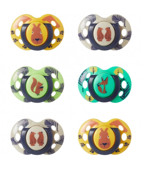 Sucettes - TOMMEE TIPPEE - FUN - 18-36 mois - Lot de 6 - Forme Orthodontique Symétrique - Silicone sans BPA