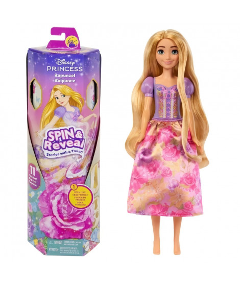 Mattel-Princesses Disney Spin & Reveal-Poupée Raiponce avec surprises HTV86
