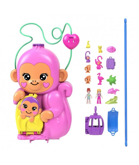 Polly Pocket-Maman Singe et Son Bébé-Coffret 2 mini-figurines HWP04